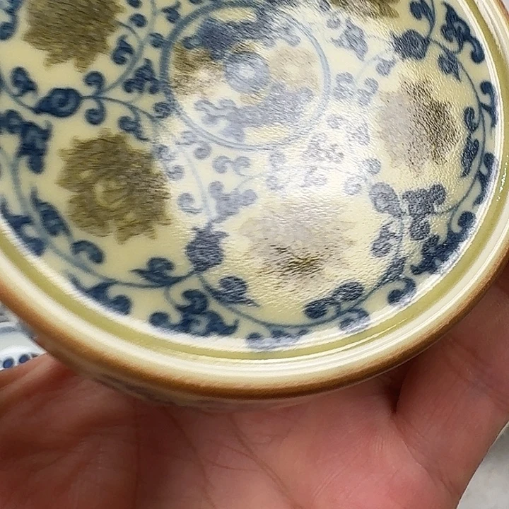 瓷片釉里金缠枝莲杯垫景德镇