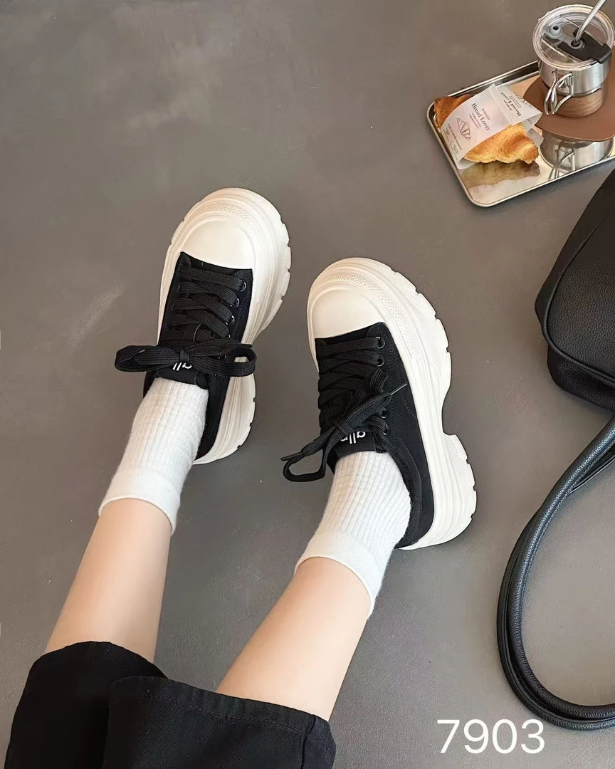 【YC-厚底真皮松糕鞋-7903】时尚百搭韩版圆头秋季时尚