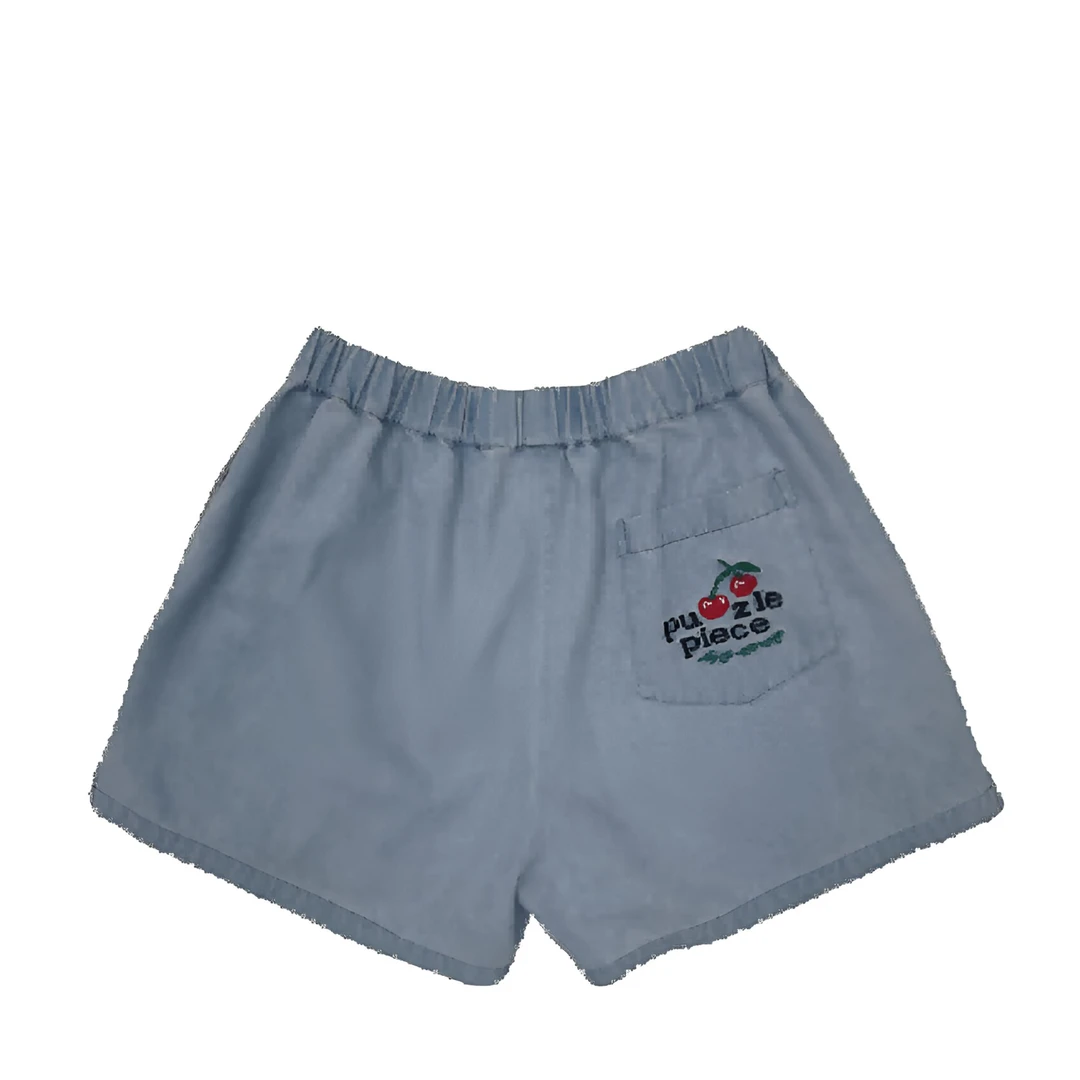 【茉舍】PUZZIEPIECE 樱桃刺绣牛仔口袋短裤 PP25SSPT130-790