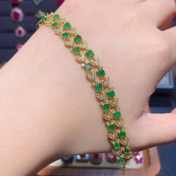 祖母绿银S925镶嵌手链