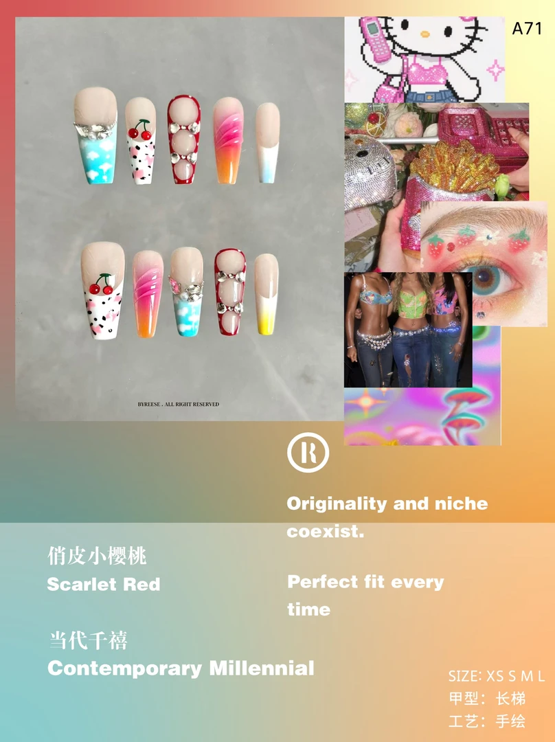 BYREESE | A71 俏皮小樱桃 当代千禧 手工穿戴甲