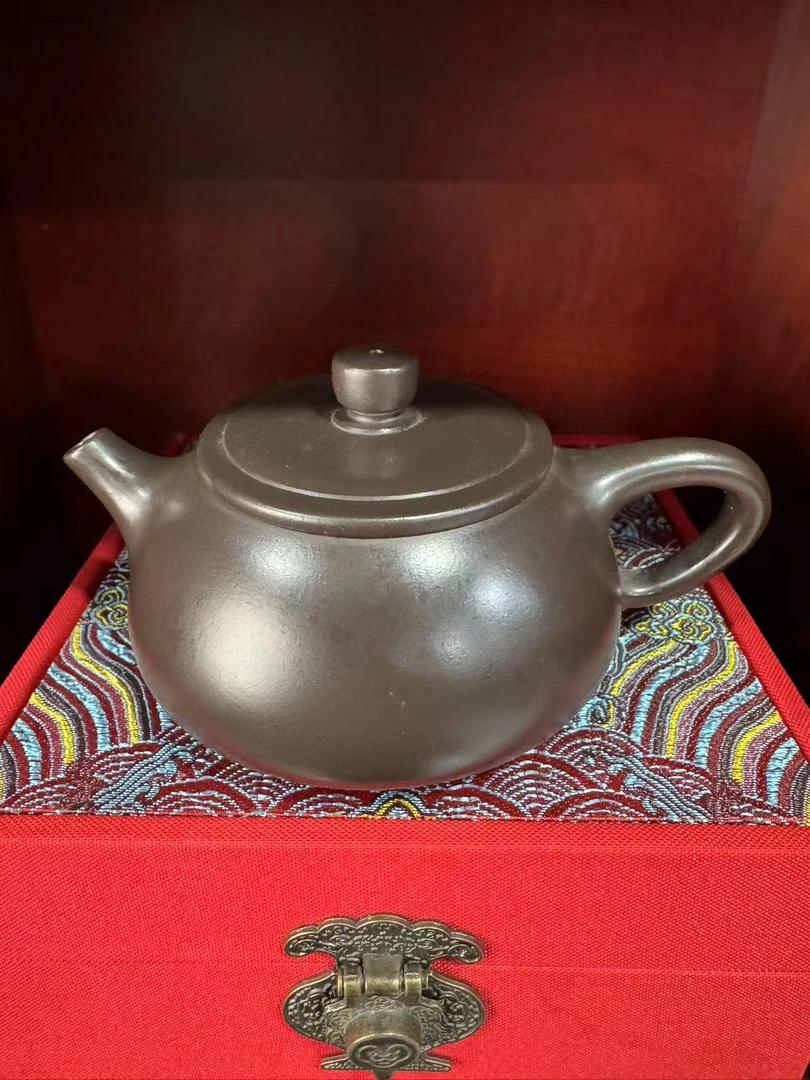 光器石瓢黑朱泥紫砂壶【华】