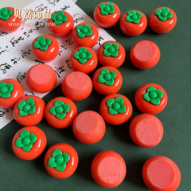 【九日DIY】仿真柿子树脂饰品配件diy制作奶油胶发夹＋排苏