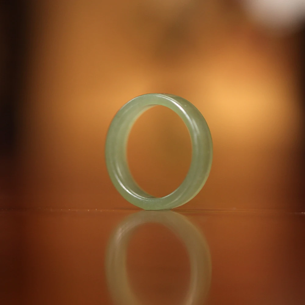 【德巧家】和田玉沙枣青直切戒圈