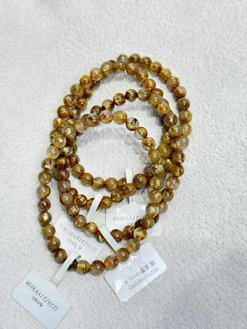 【三晶珠宝】金发晶6mm+ 未镶嵌 多样性发其一