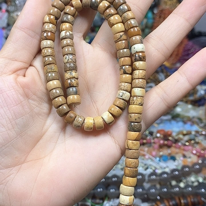 玛瑙/玉髓未镶嵌珠宝半成品天然图画石卡7mm
