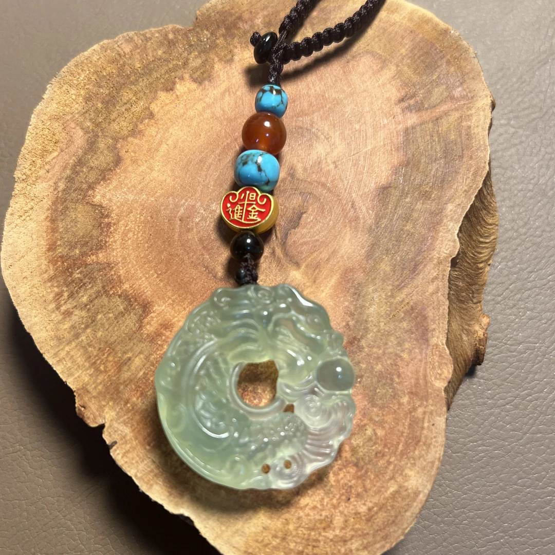 岫岩玉双面鱼化龙钥匙扣