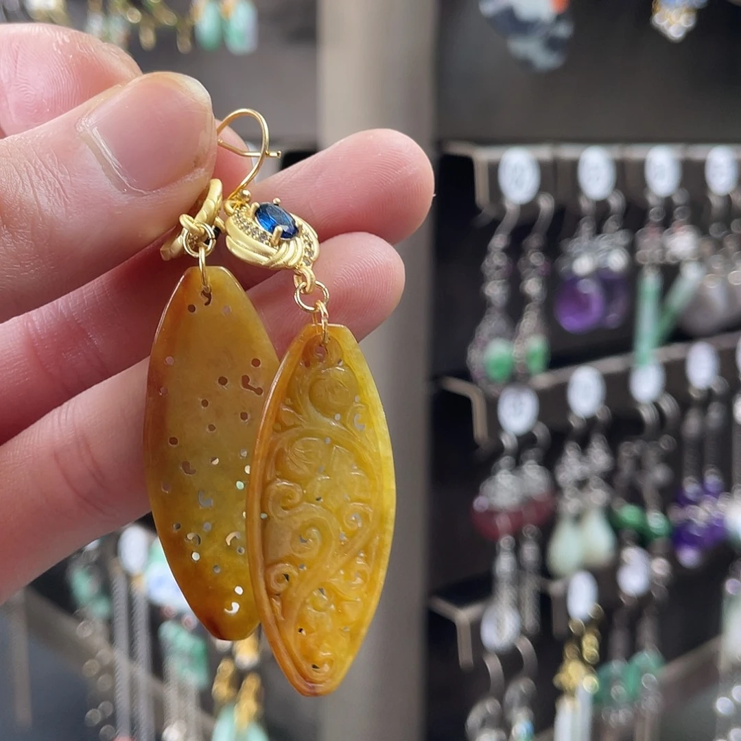 翡翠未镶嵌耳饰014jfded