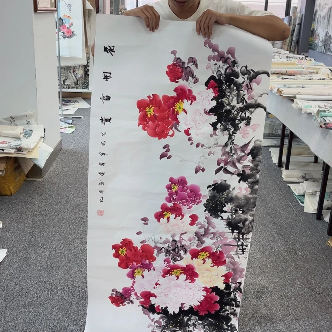 国画卖字画的小男孩