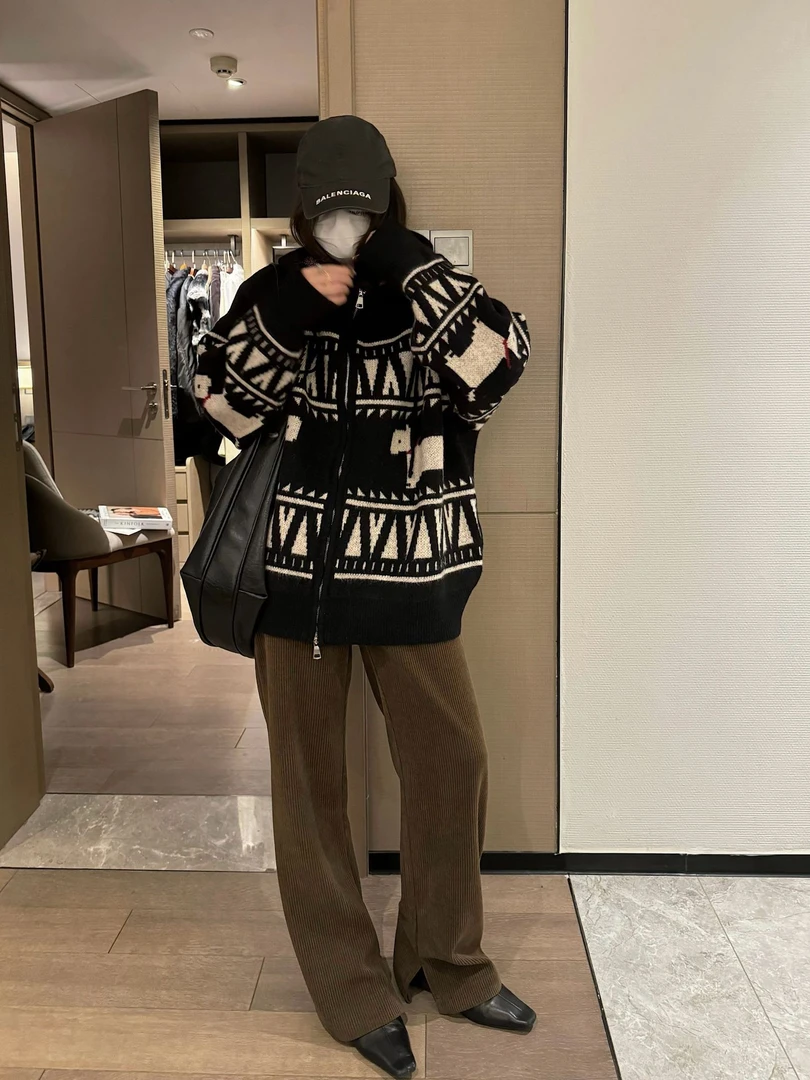 毛针织衫狗春秋连帽设计感上衣针织衫开衫秋季小众百搭时尚休闲