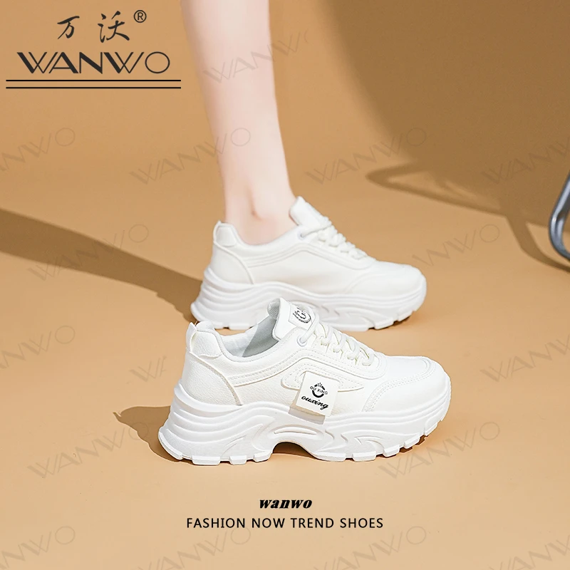百搭老爹鞋女2025春季新款小白鞋厚底增高软底透气运动鞋女款女鞋