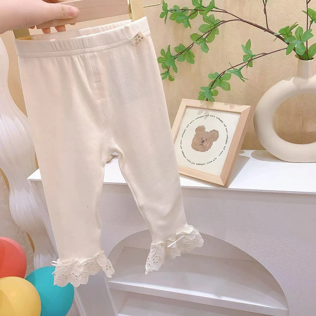 女童杏色蕾丝边打底裤（AYY-K209-春秋）