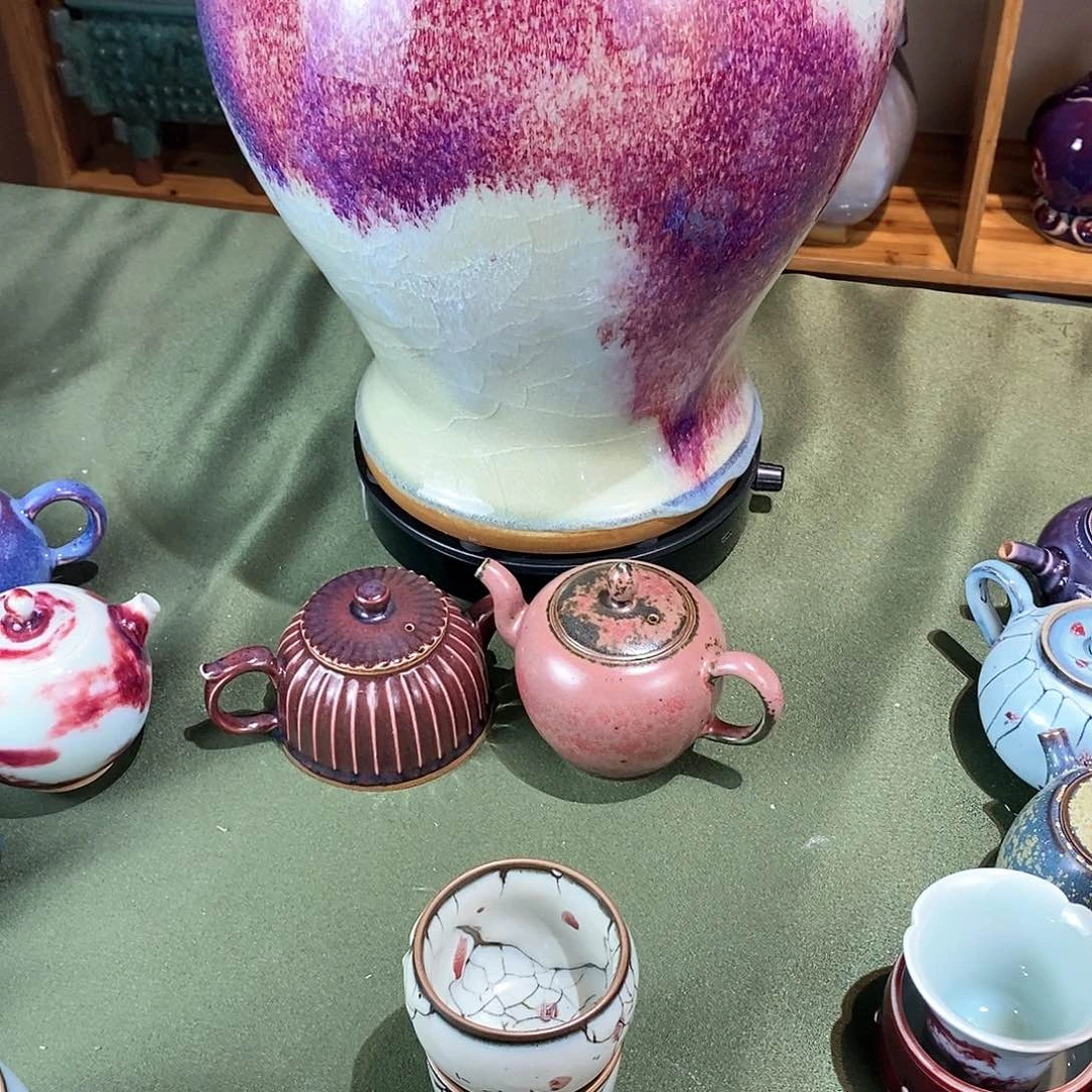 陶瓷朱****室凤尾釉，普洱杯