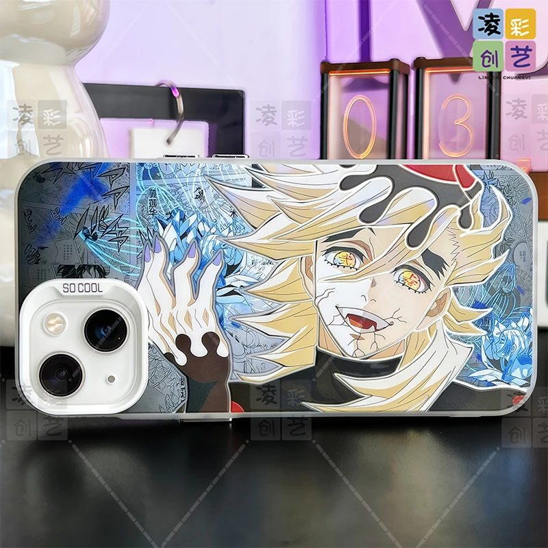 凌彩创艺手机壳适用苹果小米华为鬼灭周边横版童磨大孔彩银壳