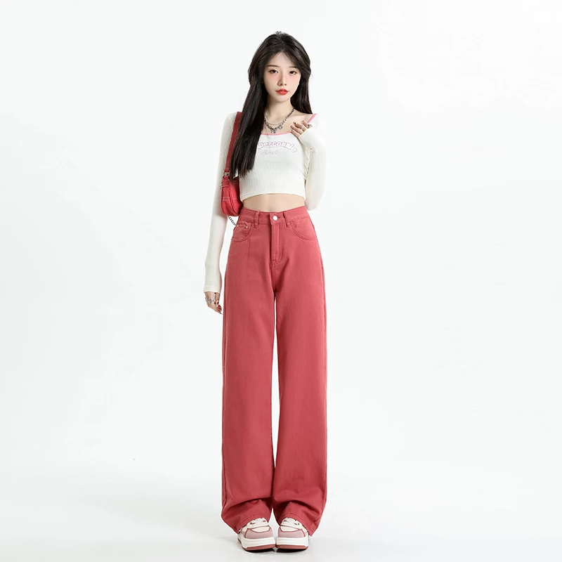 JS36阔腿牛仔裤女春季新款宽松显瘦直筒垂感加长拖地裤