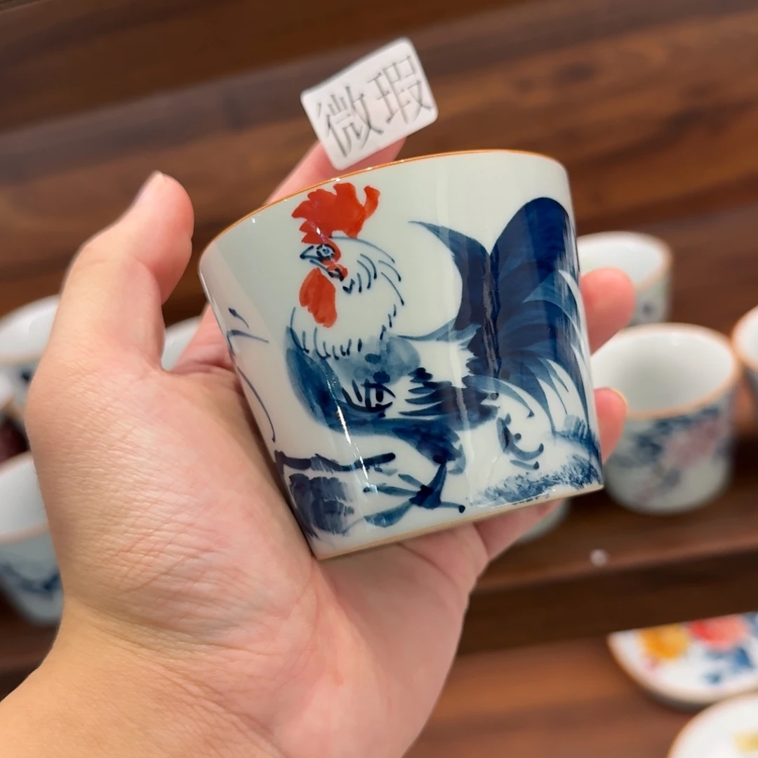 釉下手绘茶具微瑕