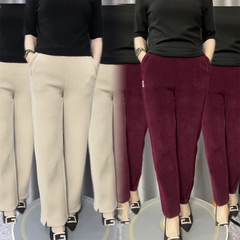 2025春季韩版宽松弹力休闲裤女时尚气质妈妈裤高级感微阔腿裤潮流