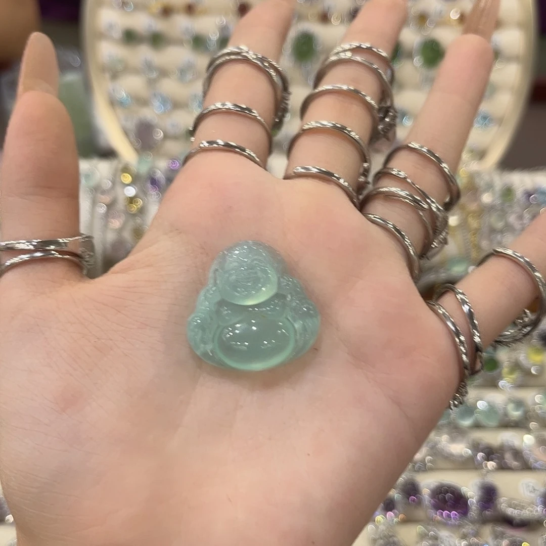 蛇纹石玉银S925镶嵌女款吊坠