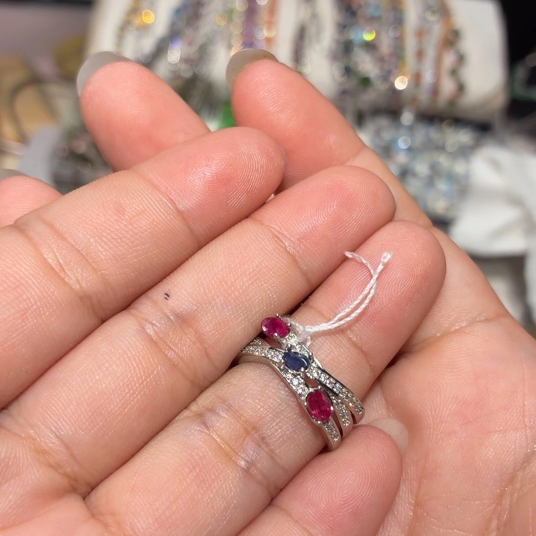 戒指红宝石银S925镶嵌