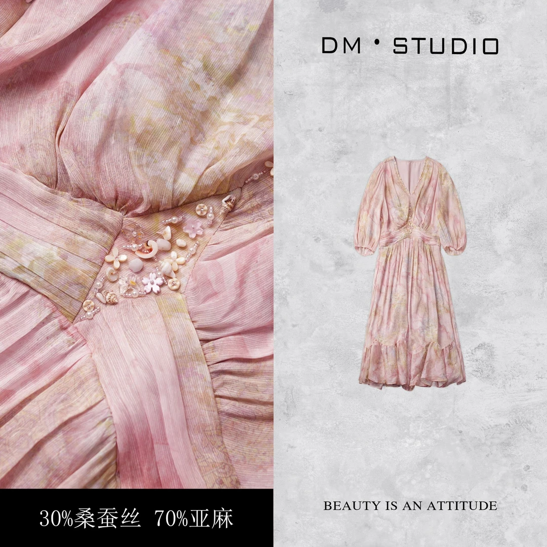 DEDM•STUDIO/精致减龄气质显瘦碎花连衣裙（2504LYQ/25S-1079F）