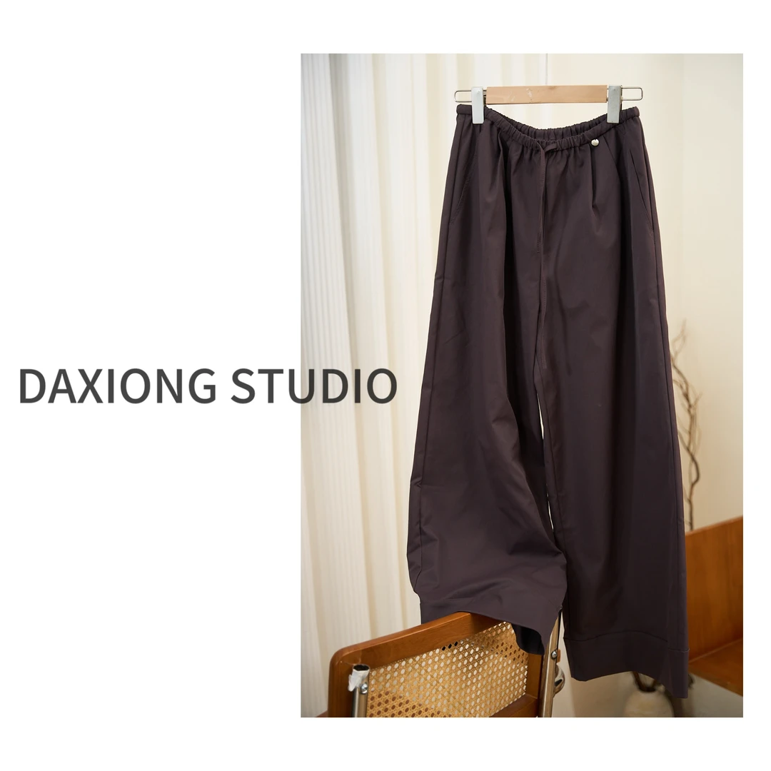 8162#大阔腿 甩甩裤抽绳时尚 宽松百搭休闲高腰直筒裤