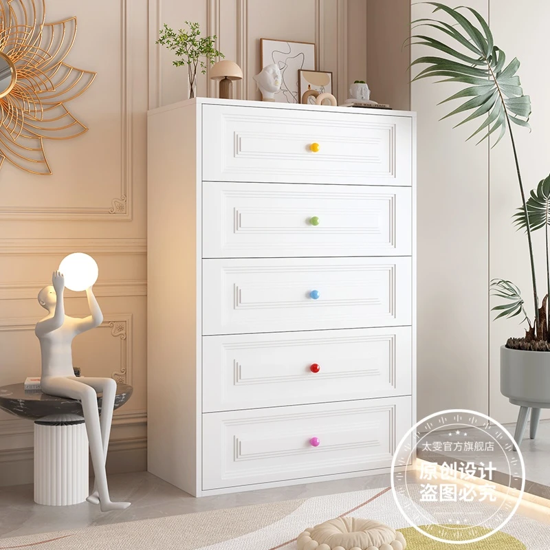 铁艺斗柜奶油风落地收纳柜防尘客厅多层大容量简约钢制置物抽屉柜