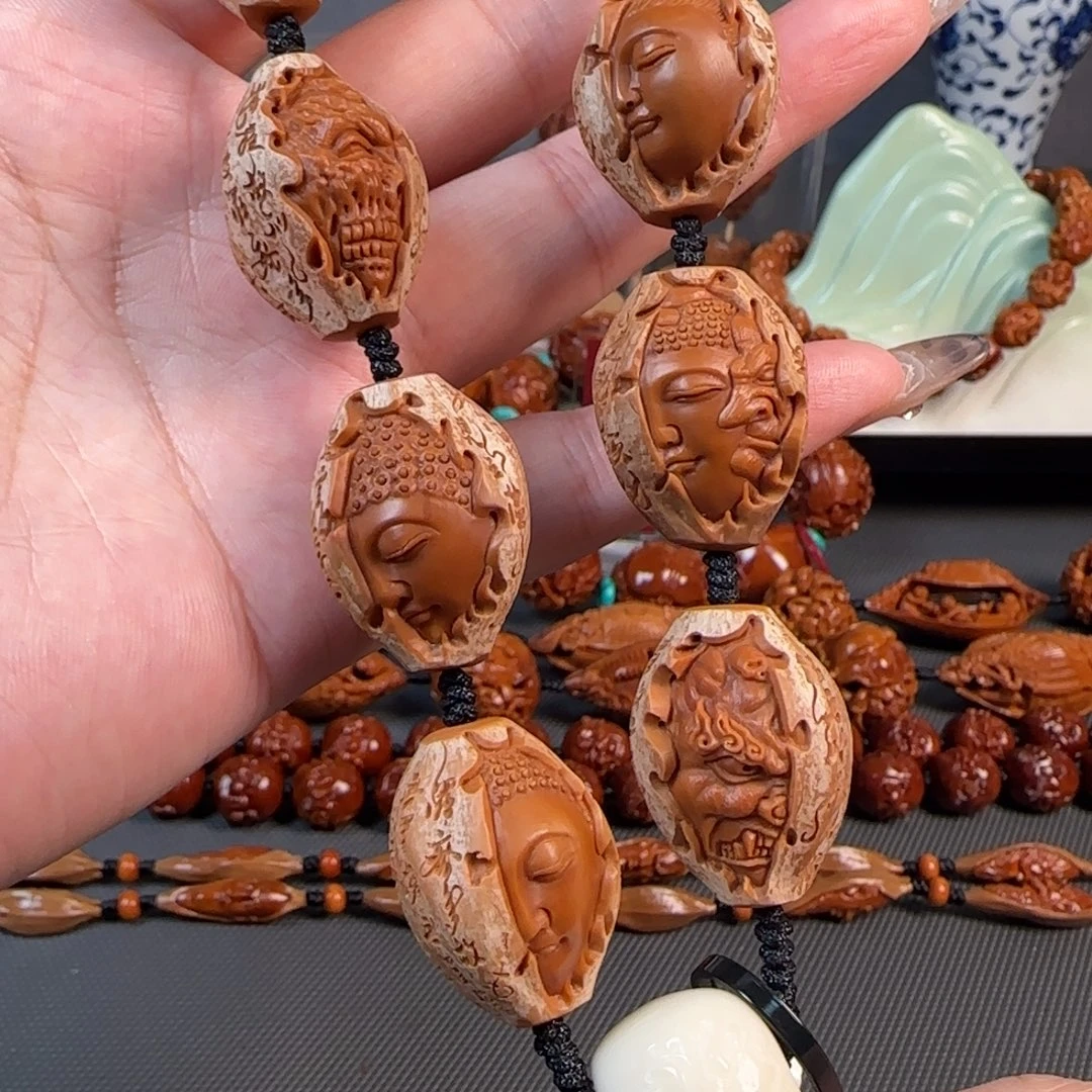 手串/手链橄榄核宽2.1鸡血红水晶核包衣佛魔一念之间