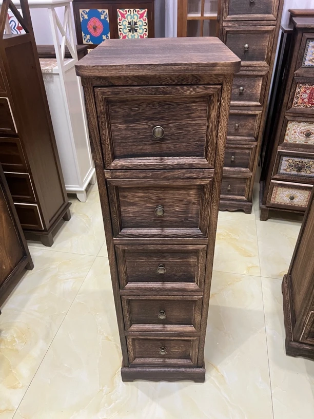 28*35*100加厚实木复古柜夹缝柜简约床头柜抽屉式收纳柜窄柜