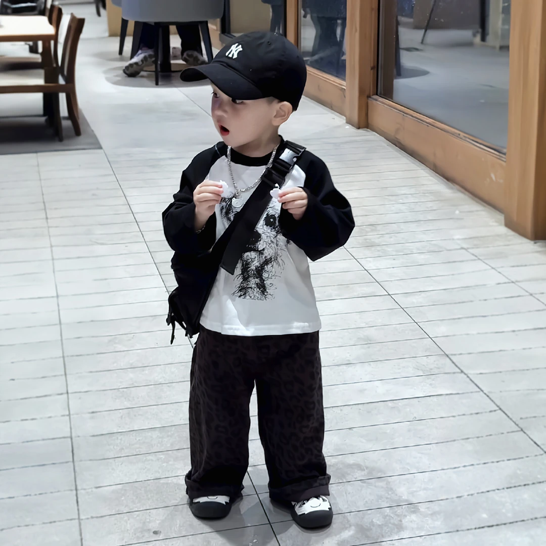 男童春装套装2025新款帅气中小童卫衣儿童宽松春秋衣服时髦潮FY