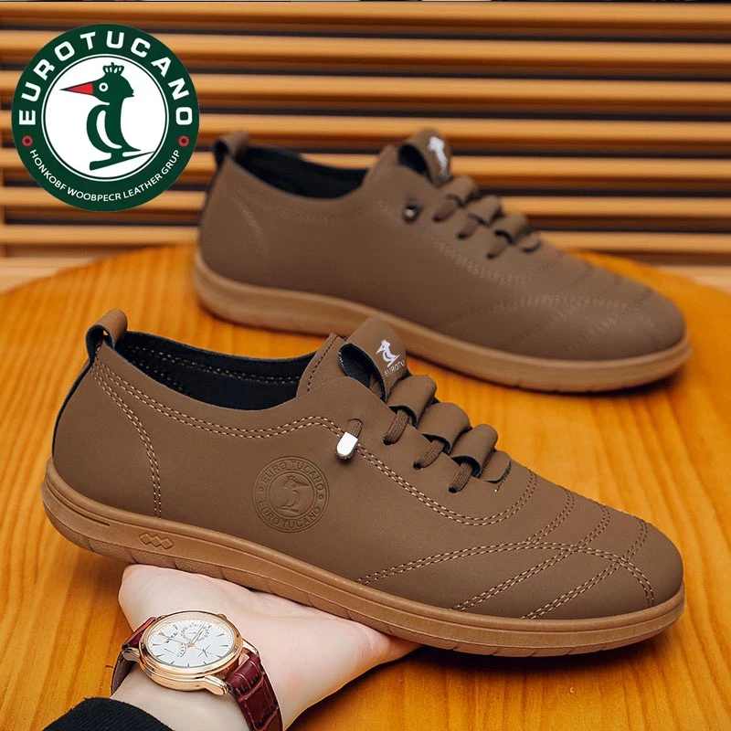 官方正品春季新款皮鞋男款休闲一脚蹬商务正装软底皮鞋爸爸鞋F669