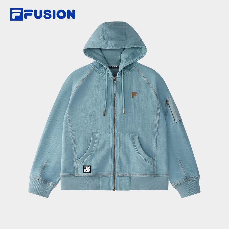 FILA斐乐仿牛仔连帽宽松外套女士运动休闲亲肤舒适T11W513705F