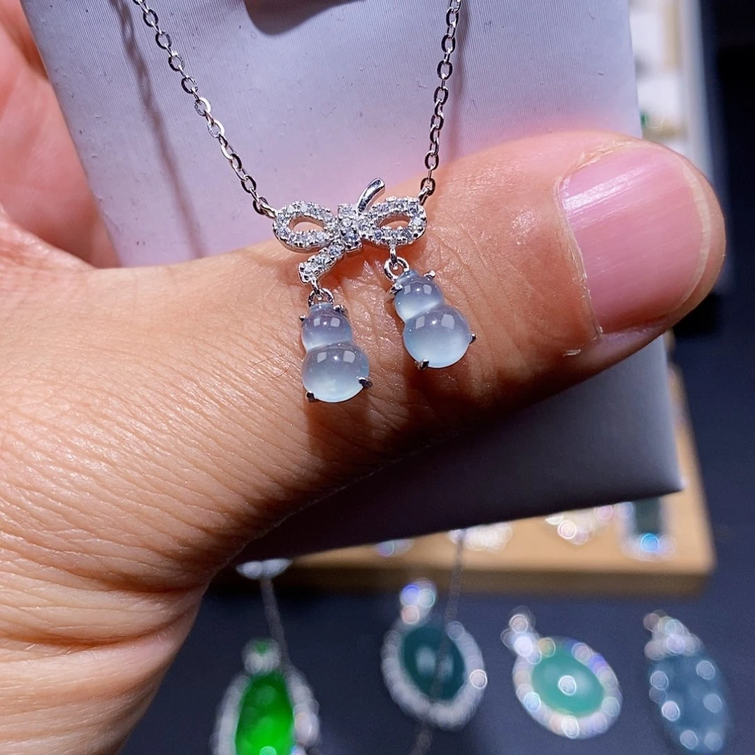 颈饰银S925镶嵌翡翠w w