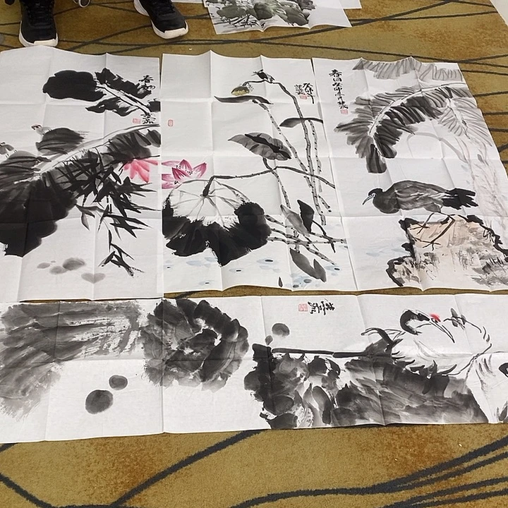 艺***生国画放漏燕茹四张作品