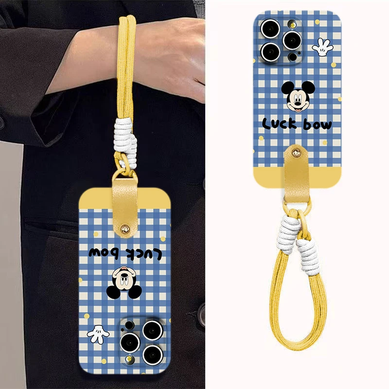 波点蓝格纹米奇菲林软壳适用iPhone苹果16手机壳华为oppo小米vivo