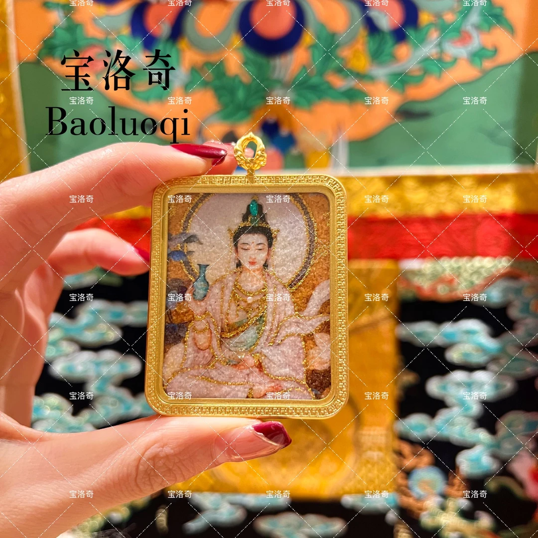 宝洛奇BLQTK-163 白衣宝瓶观音娘娘手工砂唐卡
