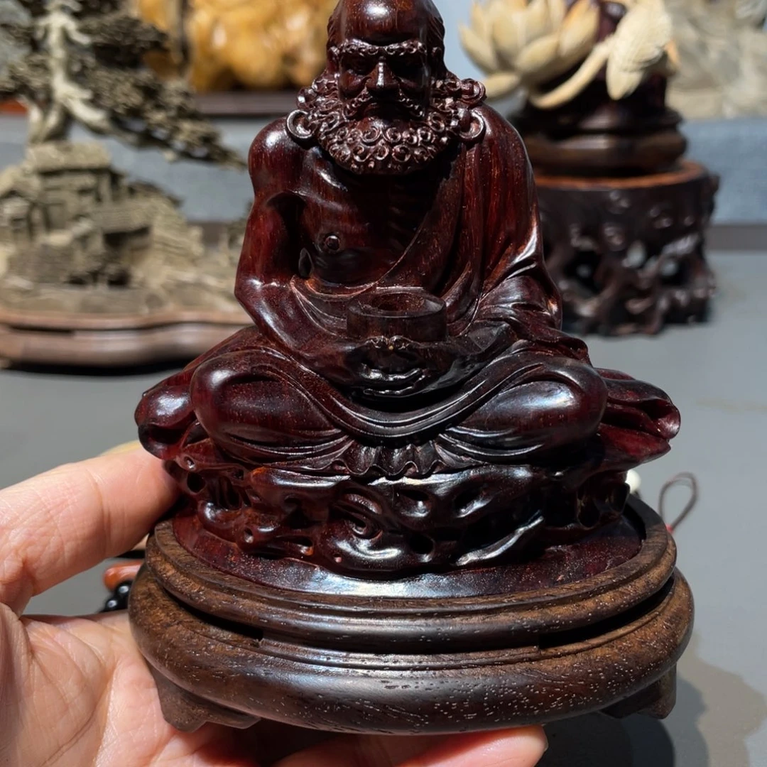 洪***制檀香紫檀（小叶紫檀）达摩香炉工艺品