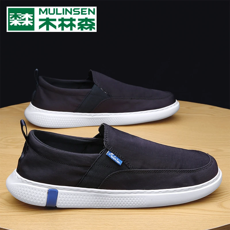 木林森帆布鞋2025新款秋季薄款软底一脚蹬透气休闲懒人老北京布鞋