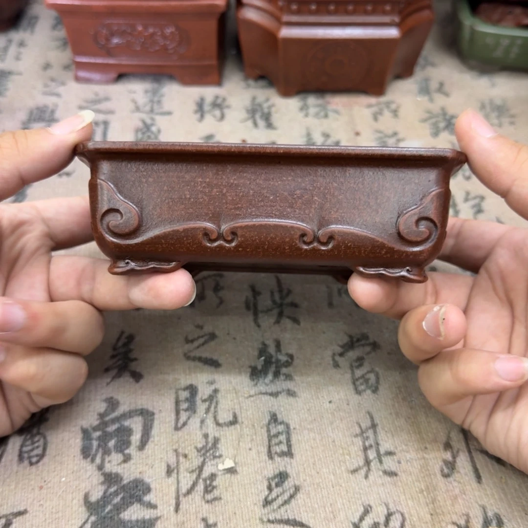 紫砂花盆12.5x8.5x3.5内经紫砂花盆
