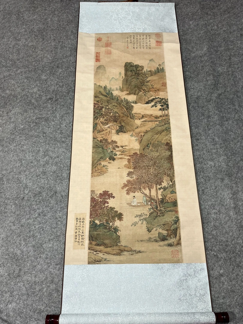 《枫溪垂钓图》 宽45高140 国画