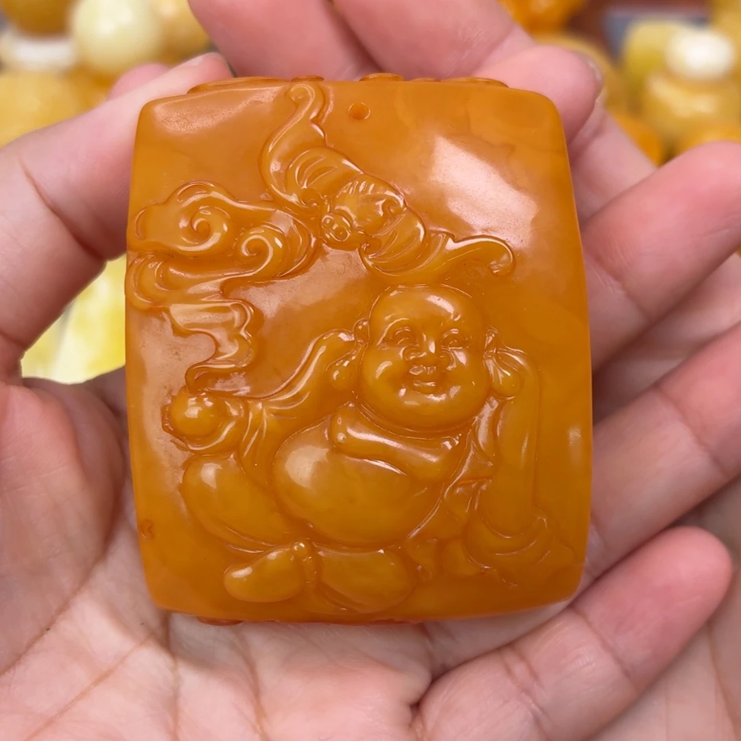 蜜蜡未镶嵌吊坠(不含链)橘红佛