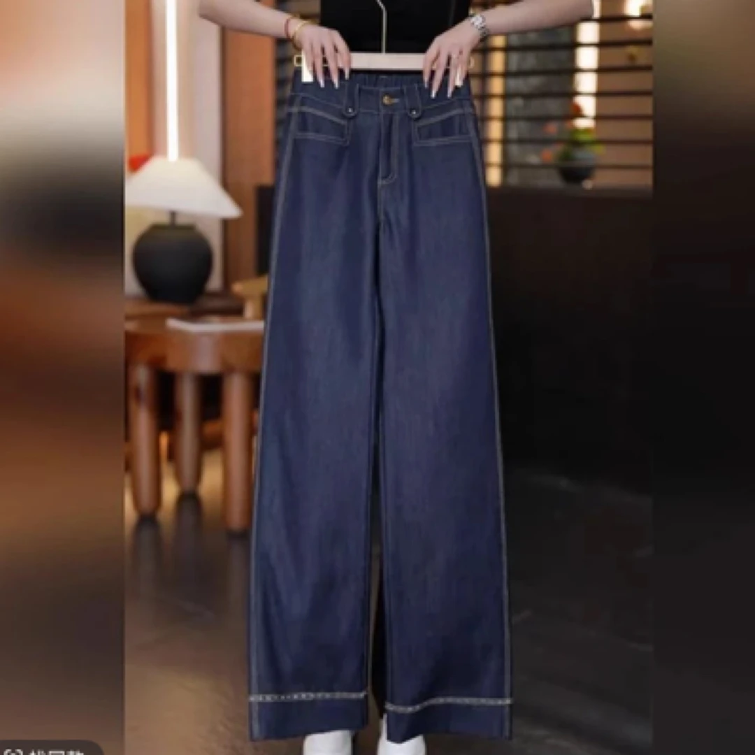 8723-25#【裤长94起】牛仔裤女显瘦修身时尚百搭高腰运动服女套装