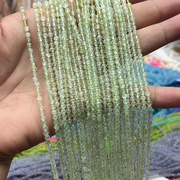 玛瑙/玉髓未镶嵌珠宝半成品一条3mm左右葡萄石刻面