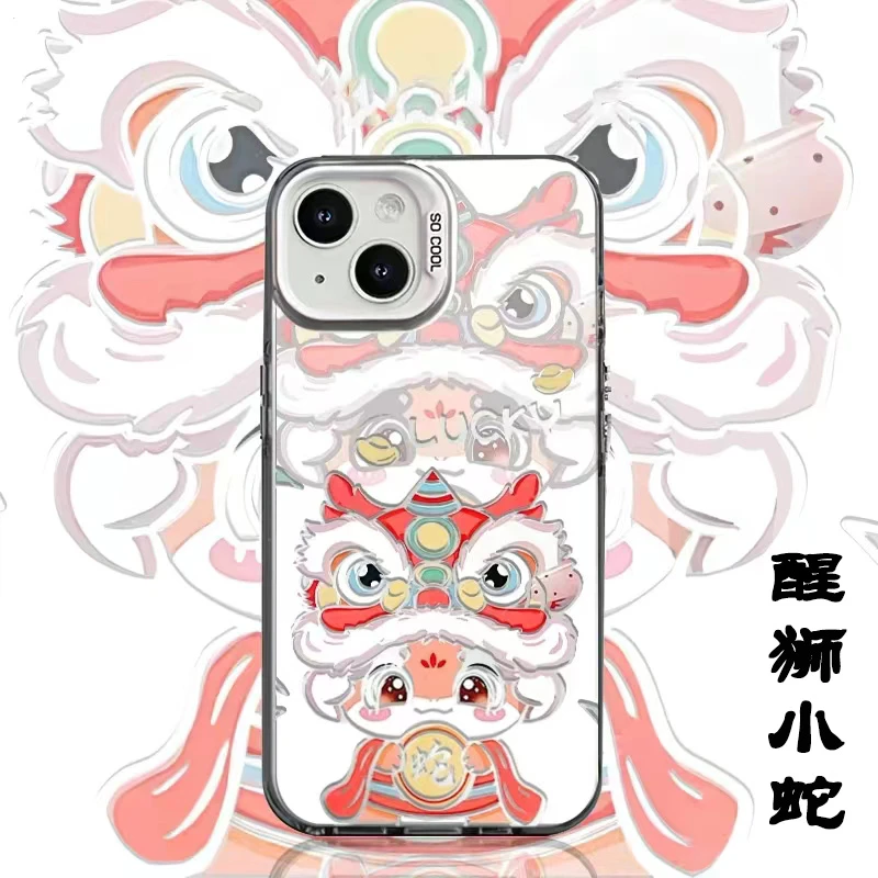 iPhone16硬14promax手机壳1312适用苹果15plus新年国潮醒狮mate70