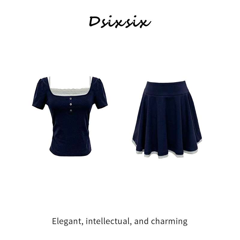 Yeah Me-【卡农少女】夏季新款纯欲风高级感气质假两件连衣裙套装女