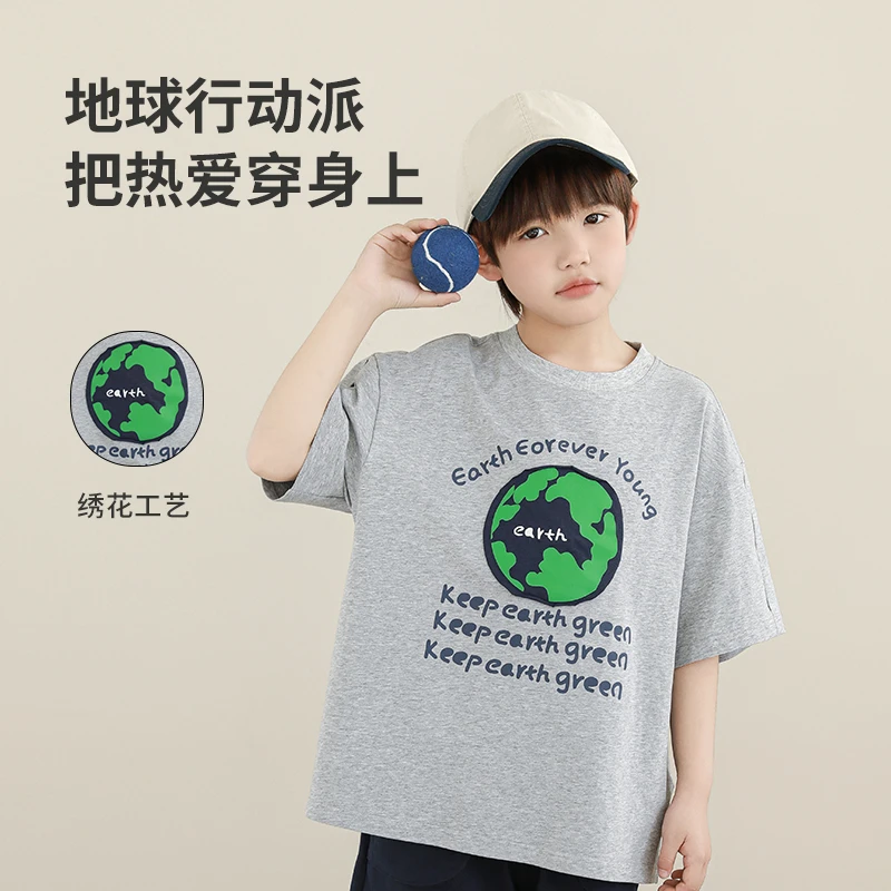 【夏二波】oddtails儿童男童纯棉休闲半袖宽松印花圆领短袖QG2753