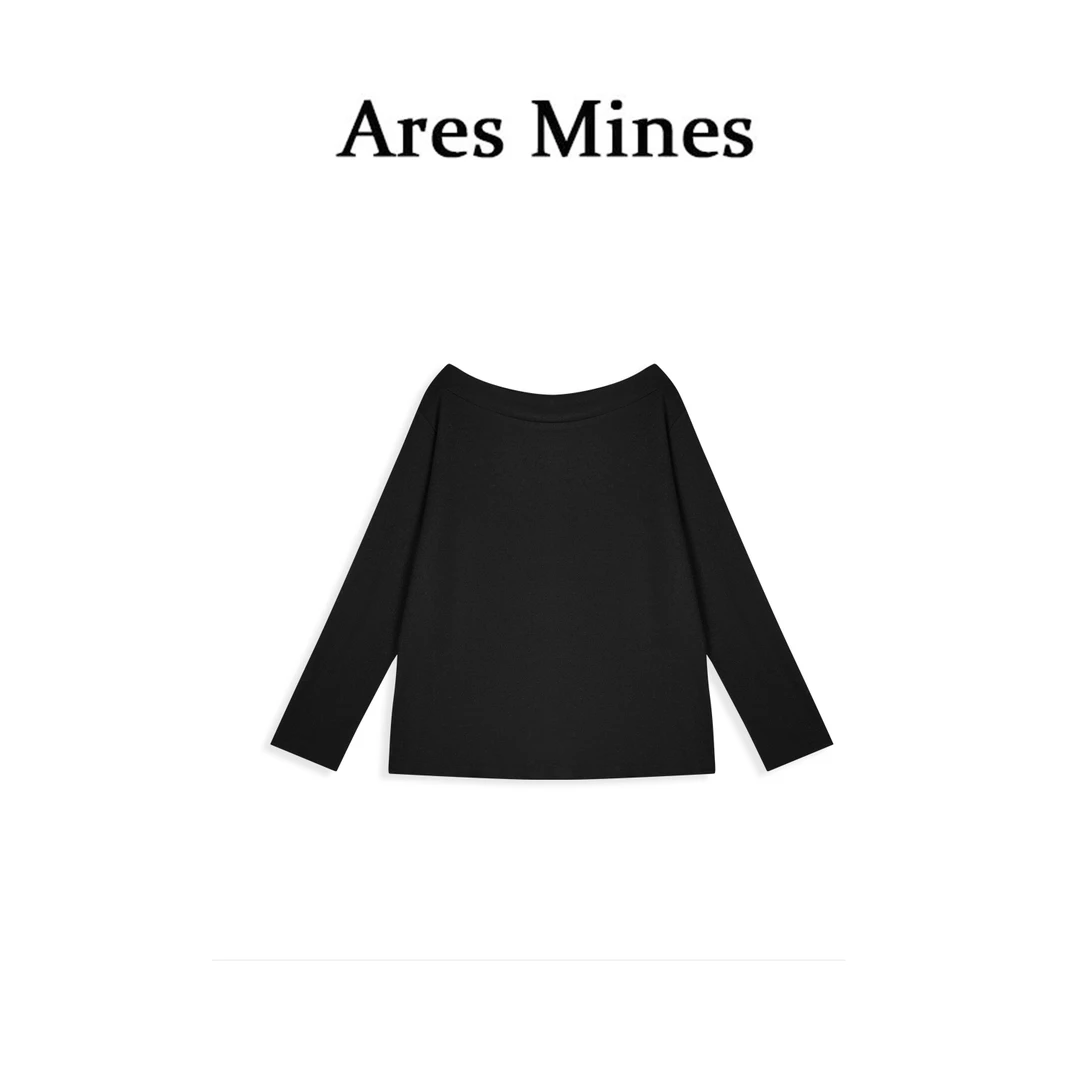【盛朗熙AresMines】轻舞飞扬 极简设计纯色一字领宽松长袖打底衫