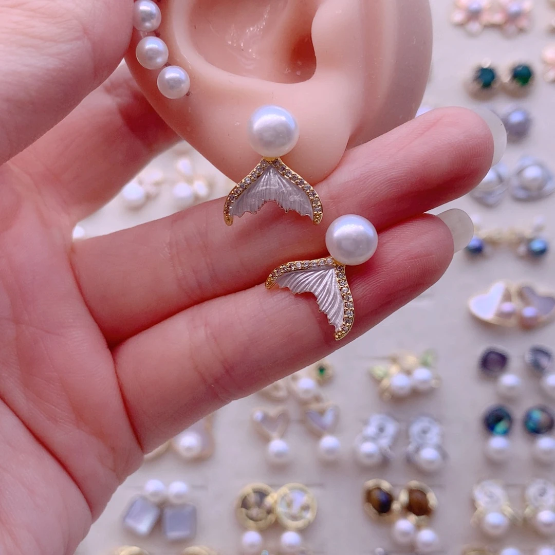 淡水珍珠耳饰合金