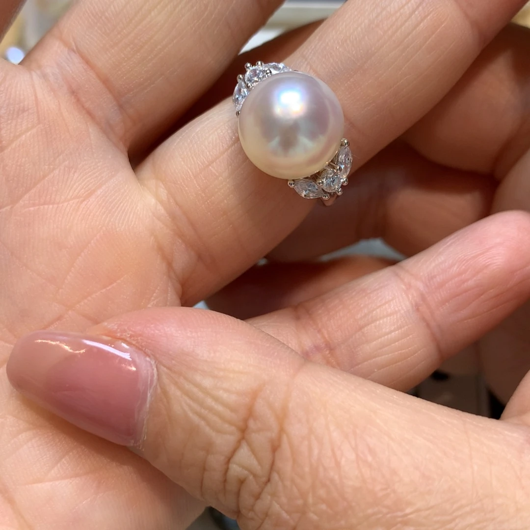 海水珍珠戒指银S925镶嵌