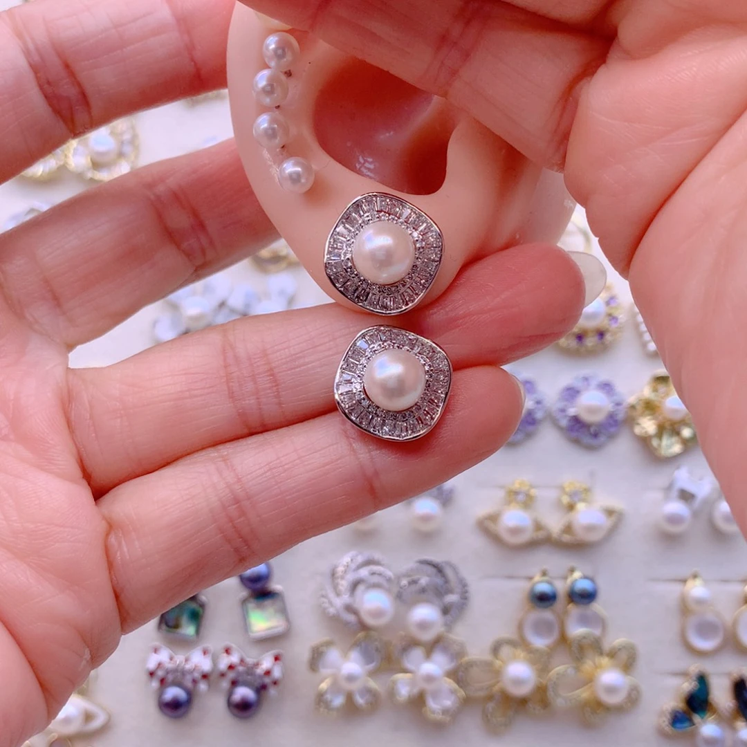 淡水珍珠耳饰合金