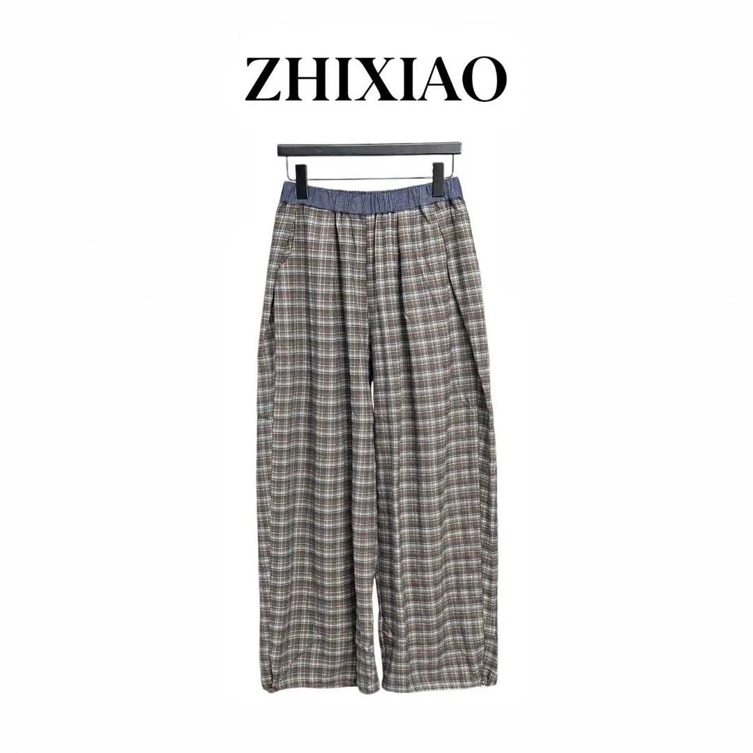 【ZHIXIAO】秋冬新款：脚口松紧格子裤585369